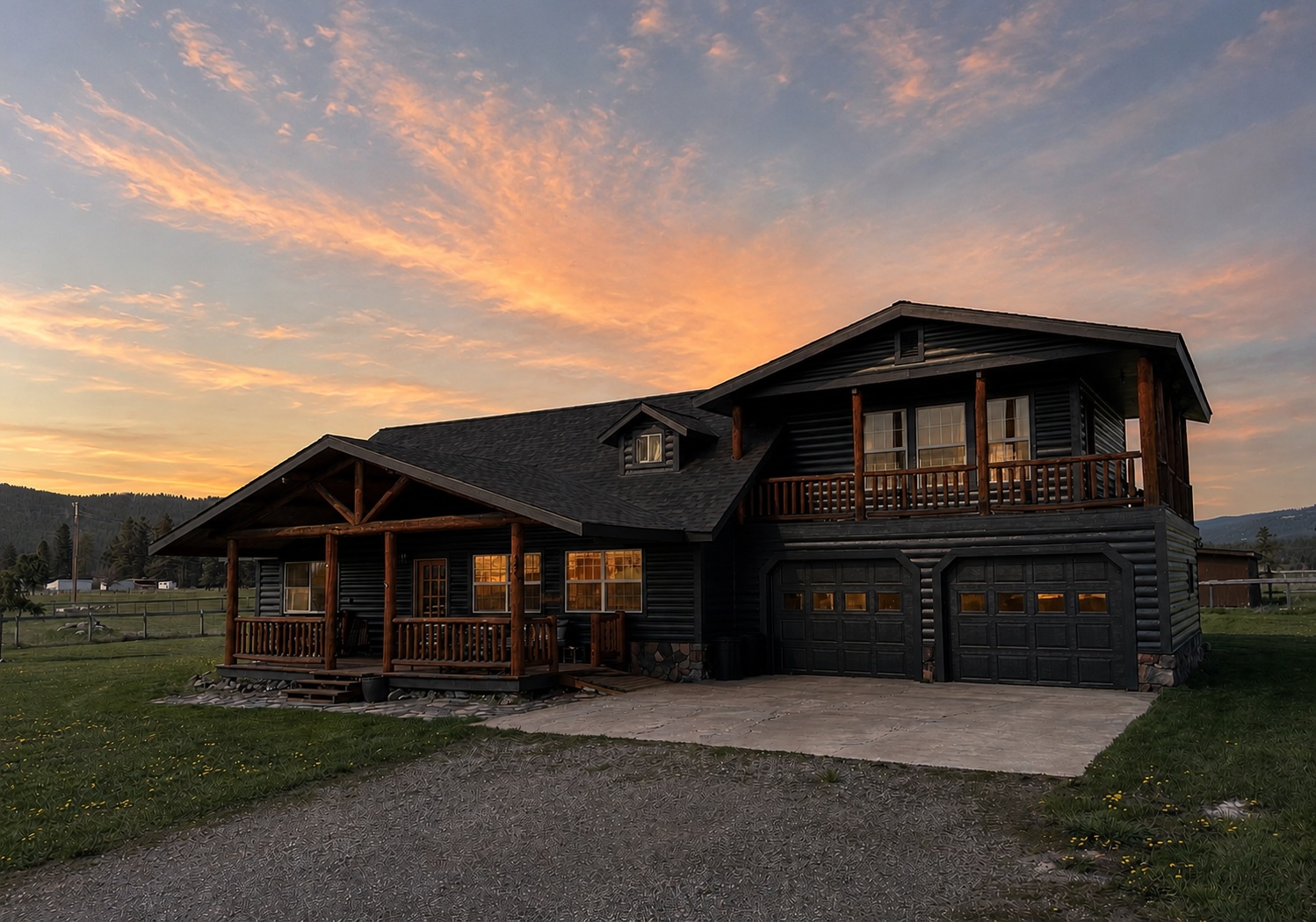 The Kalispell House at sunset